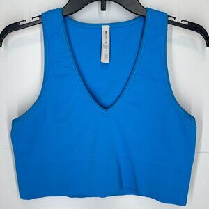 Athleta Aurora Seamless Crop Rib Tank in Santorini Blue